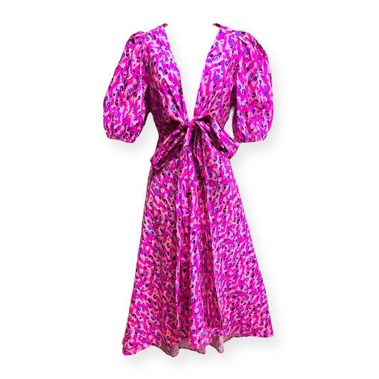 Juney Puff Sleeve Midi Dress - Wild Fuchsia Spotted In Love Designer By Lilly Pulitzer  Size: 4