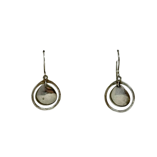Sterling Silver Oxidized Hammered Disc Cutout Dangle Earrings By Silpada