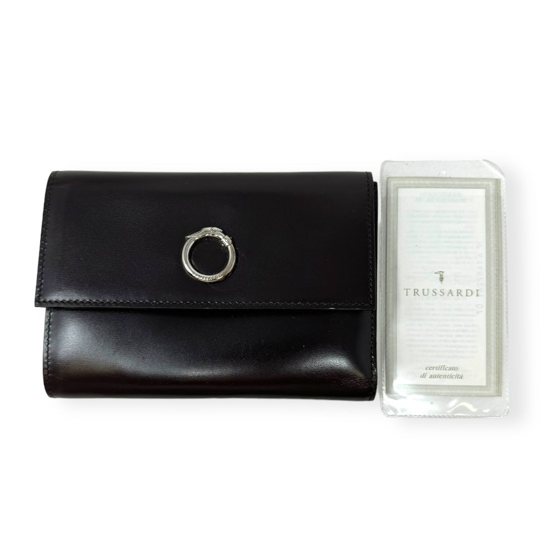 Leather Trifold Small Wallet Designer By Trussardi  Size: Medium