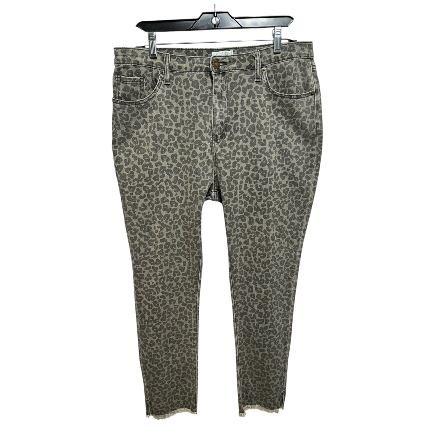 Leopard Cutoff Jeans Straight By Mudpie In Animal Print, Size: L