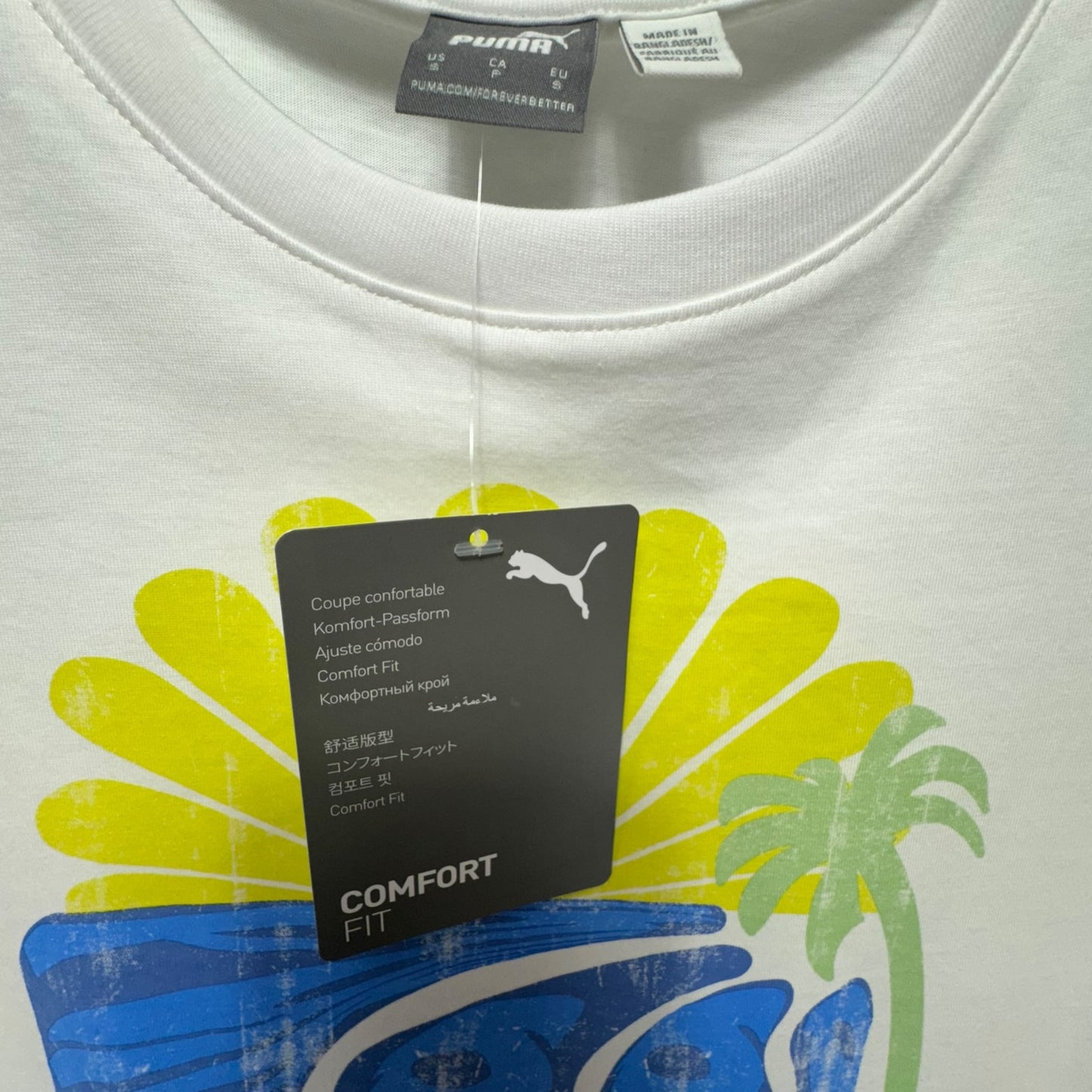 Athletic Top Short Sleeve By Puma In Tropical Print, Size: S