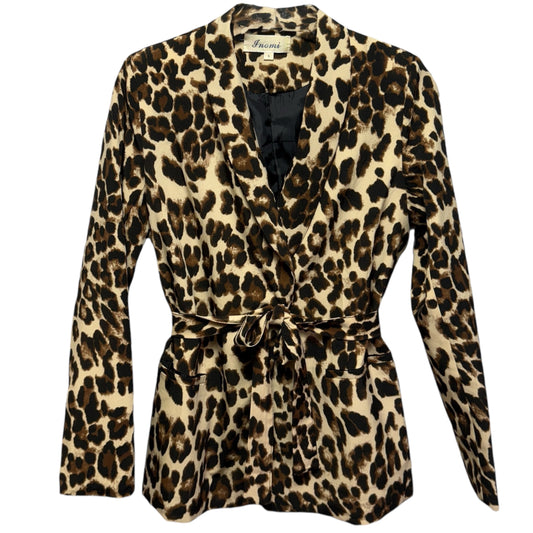 Belted Blazer By Inomi In Leopard Print, Size: S