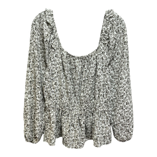 Top Long Sleeve By Nine West Apparel In Grey & White, Size: M