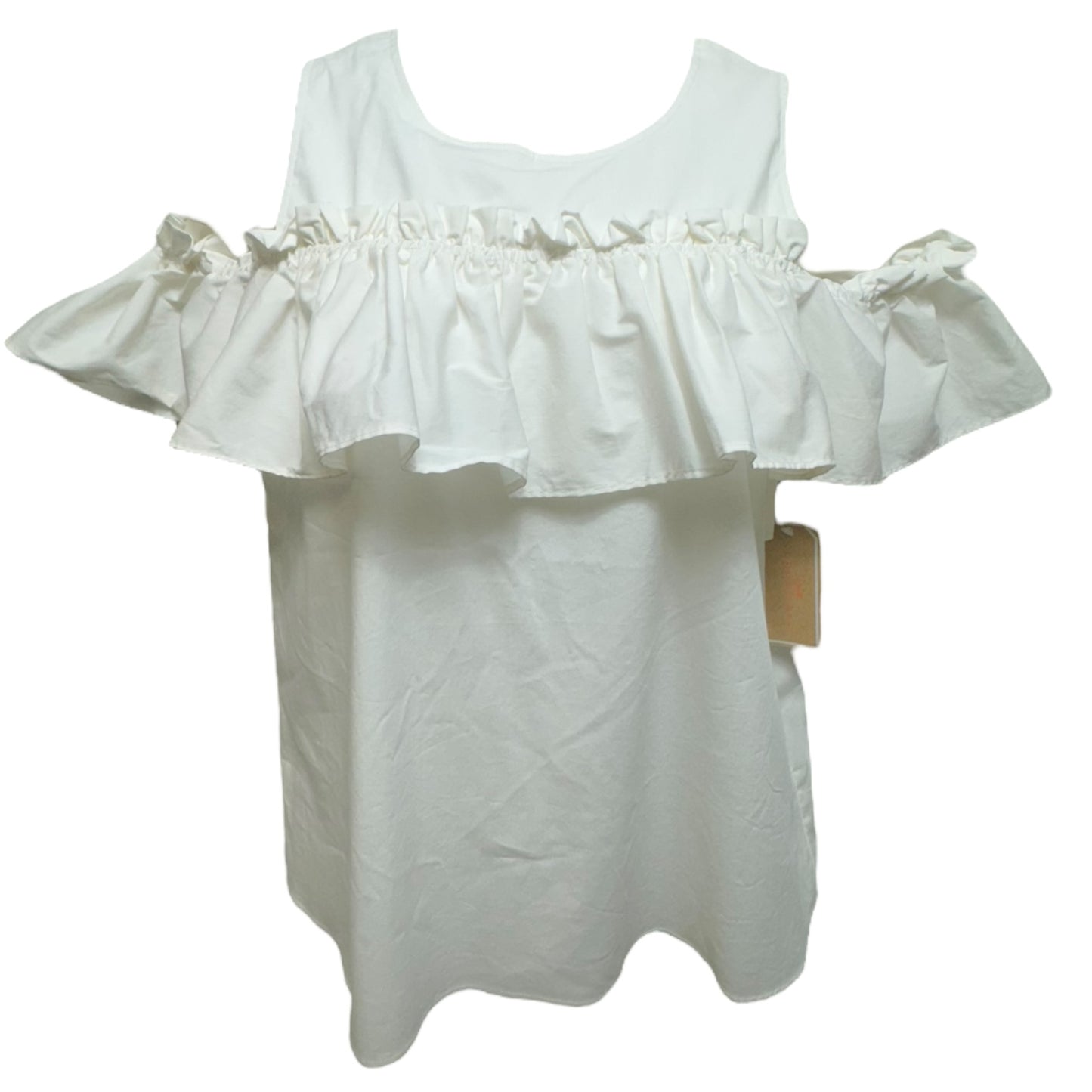 Cold Shoulder Ruffle Blouse By Copper Key In White, Size: Xl