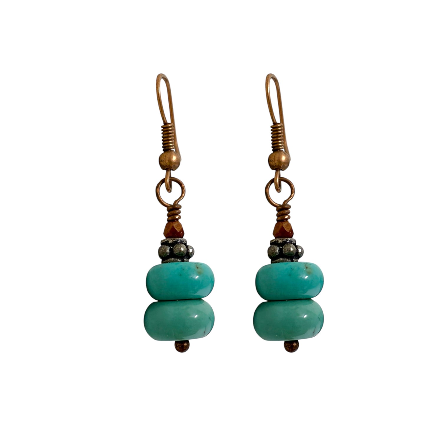Turquoise Bead Dangle Earrings By Unbranded
