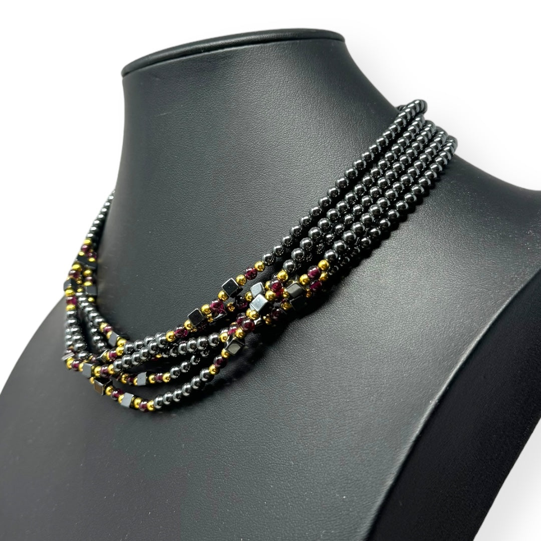 Hematite Beaded Multi-Strand Necklace Unknown Brand