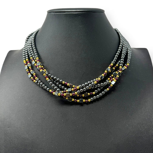 Hematite Beaded Multi-Strand Necklace Unknown Brand