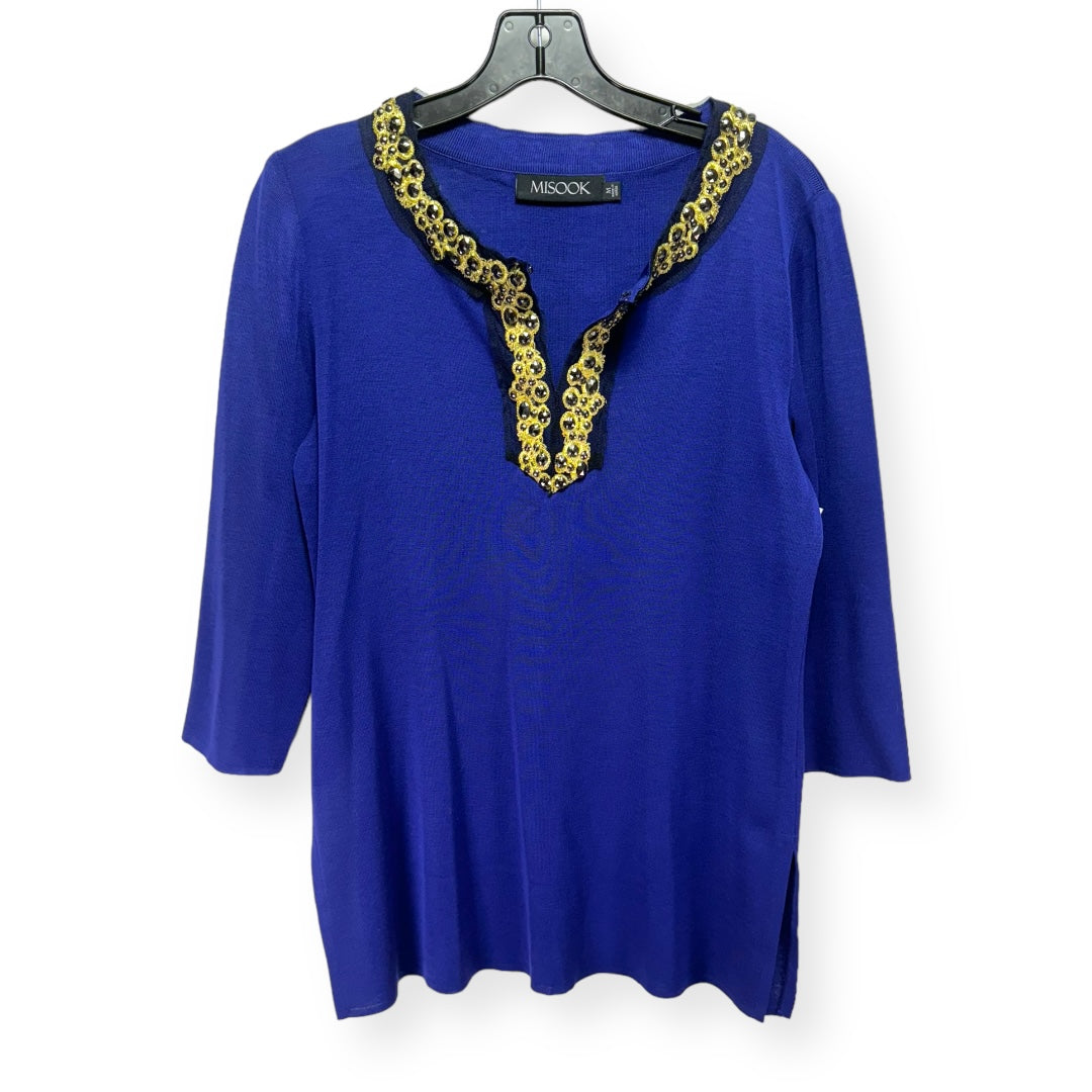 Blue Tunic Long Sleeve Misook, Size M