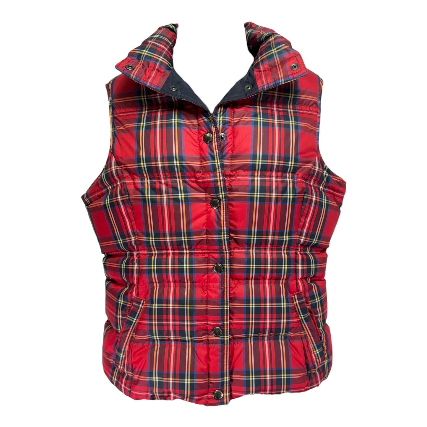 Vest Puffer & Quilted By Lands End In Plaid Pattern, Size: S