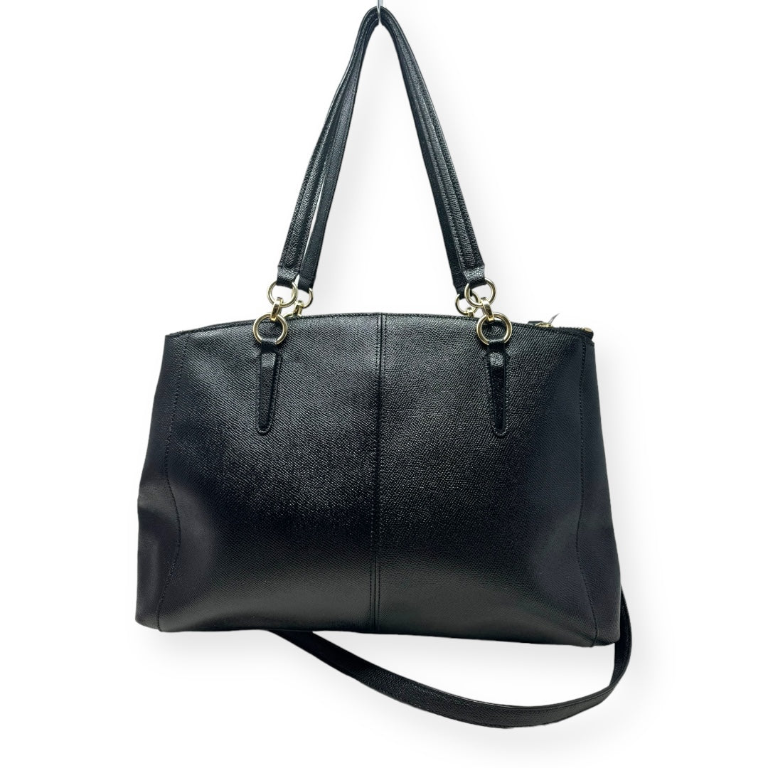 Christie Carryall Designer Coach In Black Crossgrain Leather, Size Large