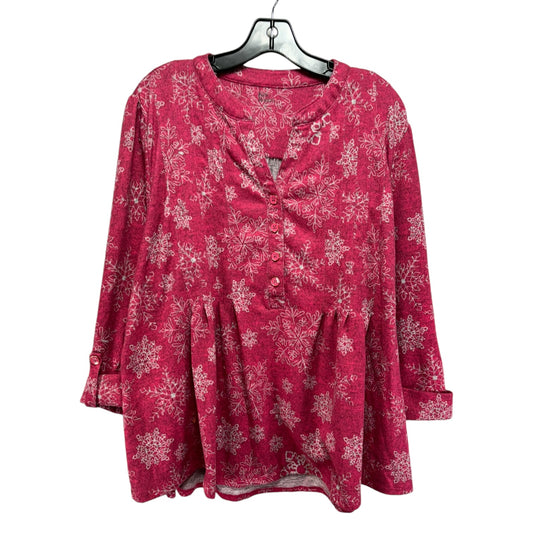 Top 3/4 Sleeve By Kim & Cami In Pink, Size: 2x