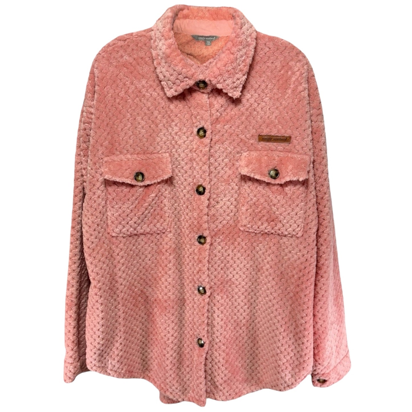 Jacket Fleece By Simply Southern In Peach, Size: Xl