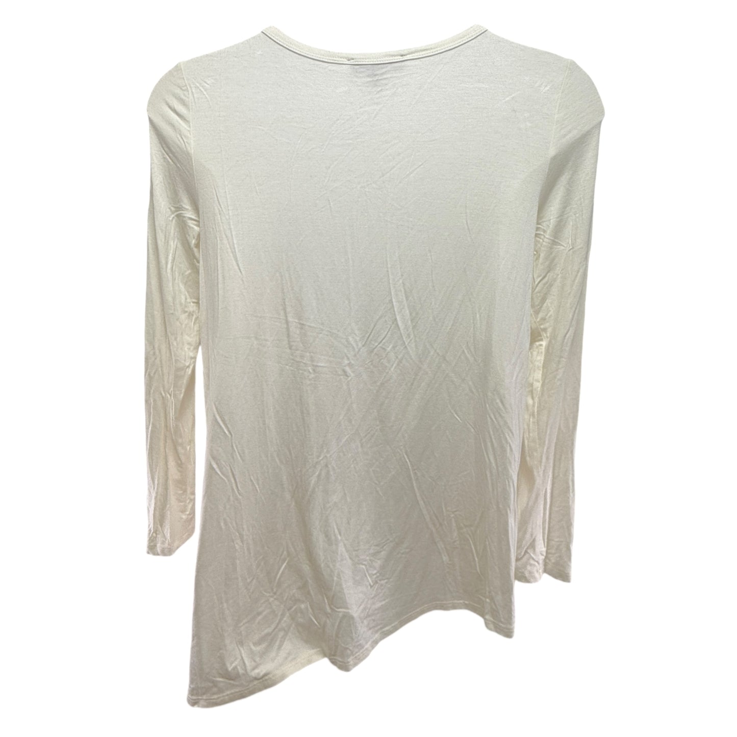 Velvet Burnout Asymmetric Hem Top By Karen Kane In Cream, Size: L