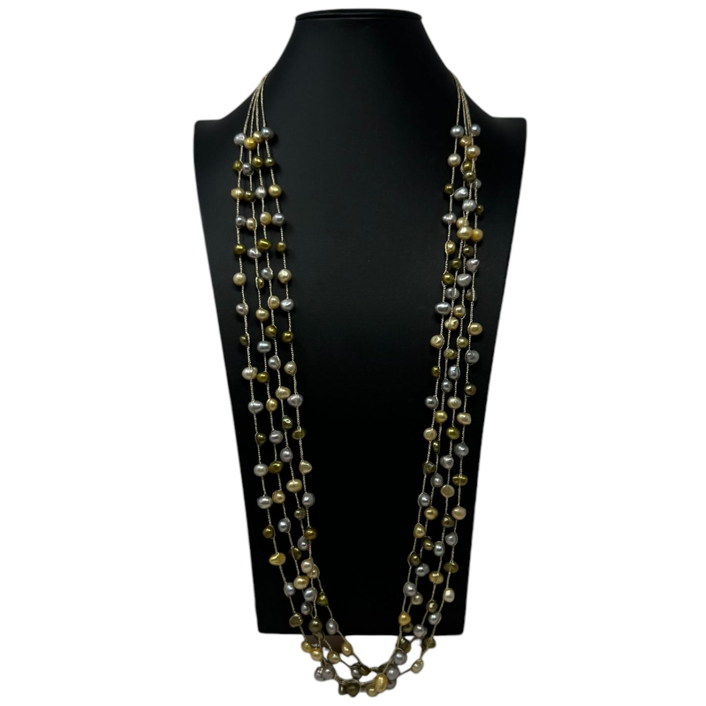 Multi Strand Pearl Necklace By Unbranded