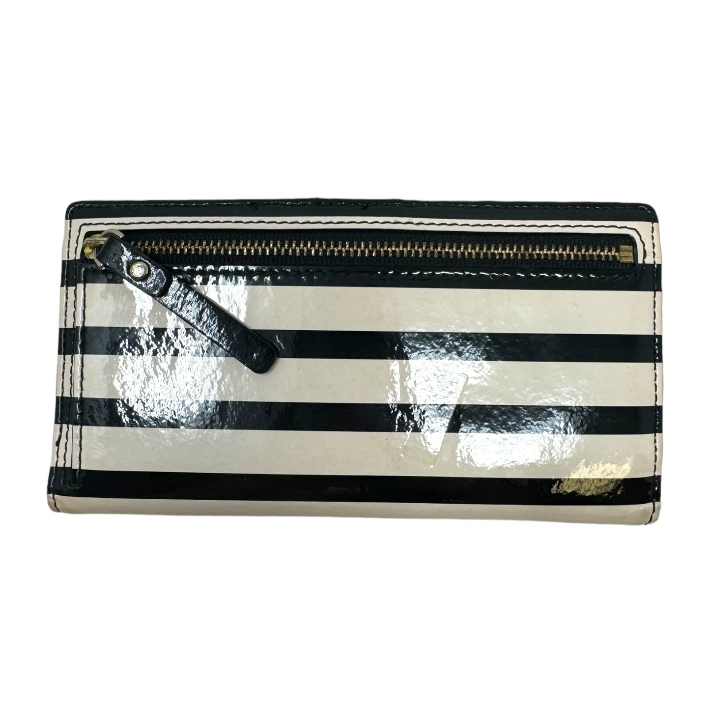 Striped Patent Bifold Wallet Designer By Kate Spade, Size: Large