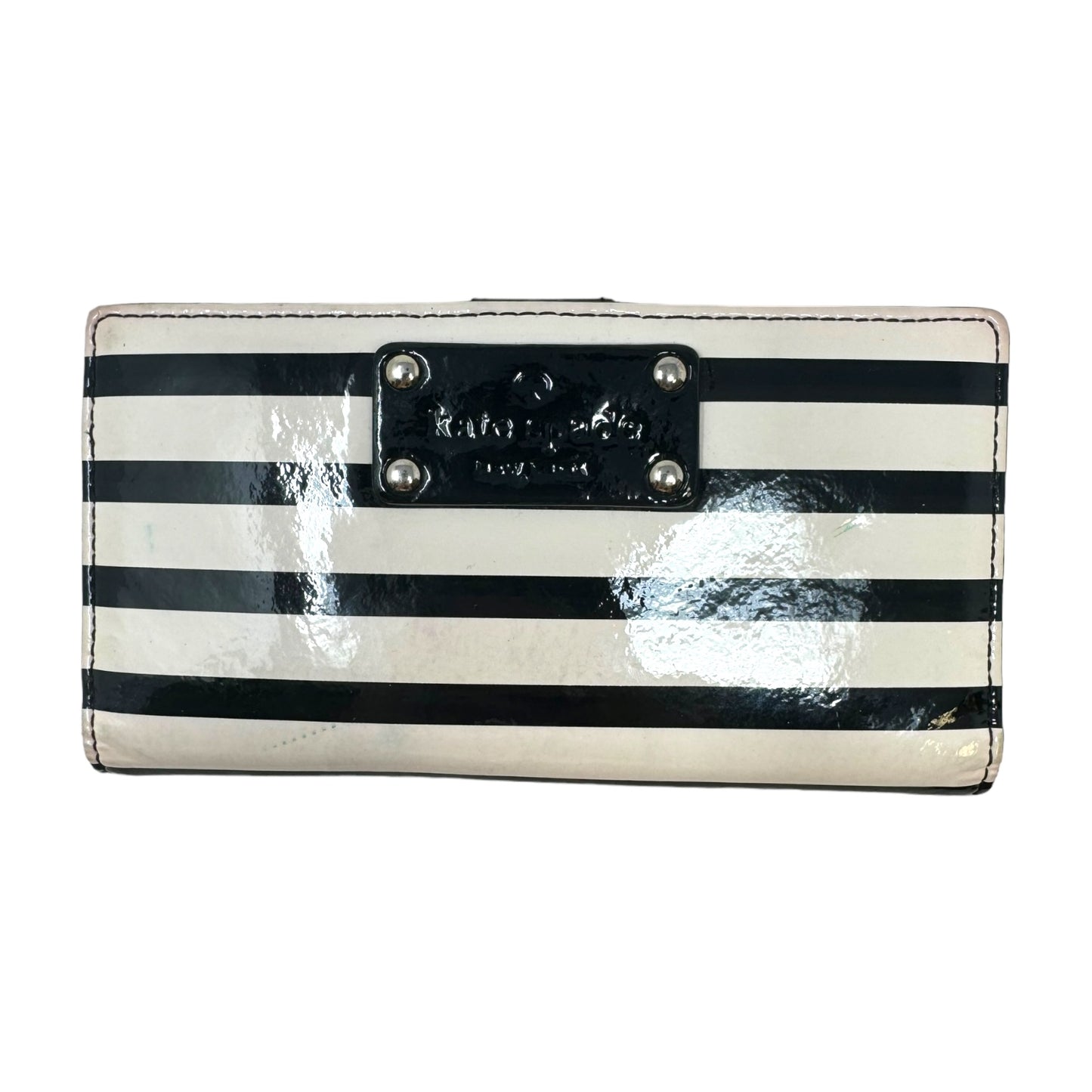 Striped Patent Bifold Wallet Designer By Kate Spade, Size: Large