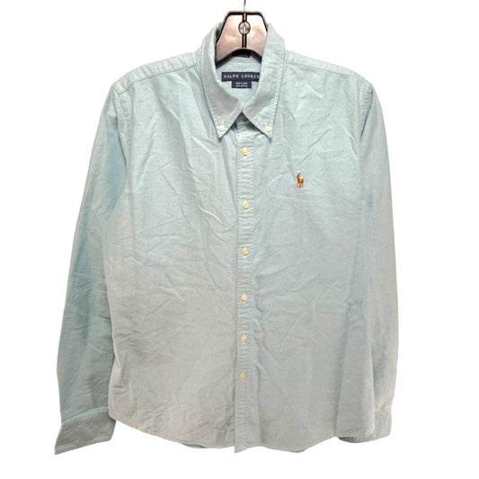 Slim Fit Button Down Shirt By Ralph Lauren In Aqua, Size: 12