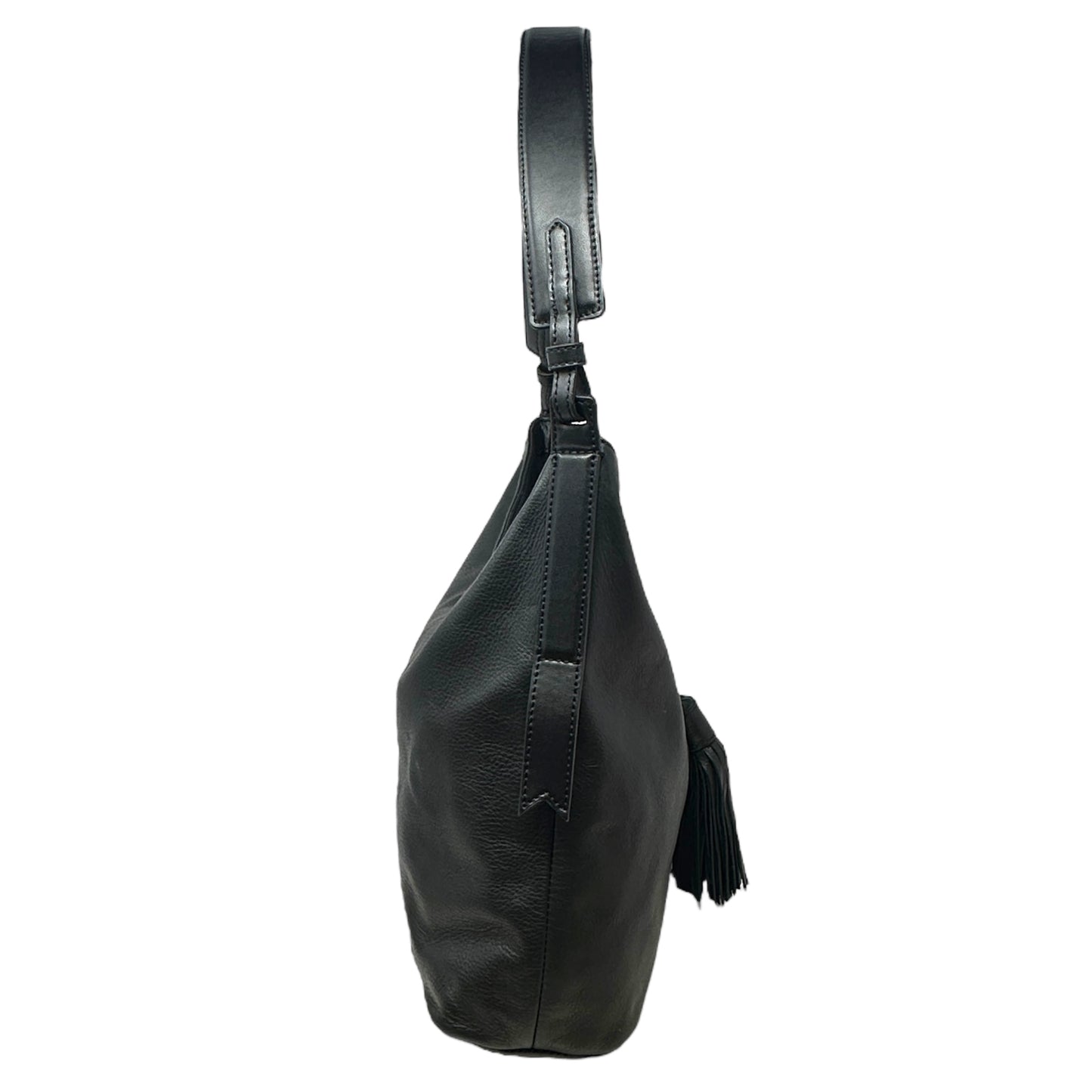 Tassel Hobo in Black Leather Designer By Margot, Size: Medium