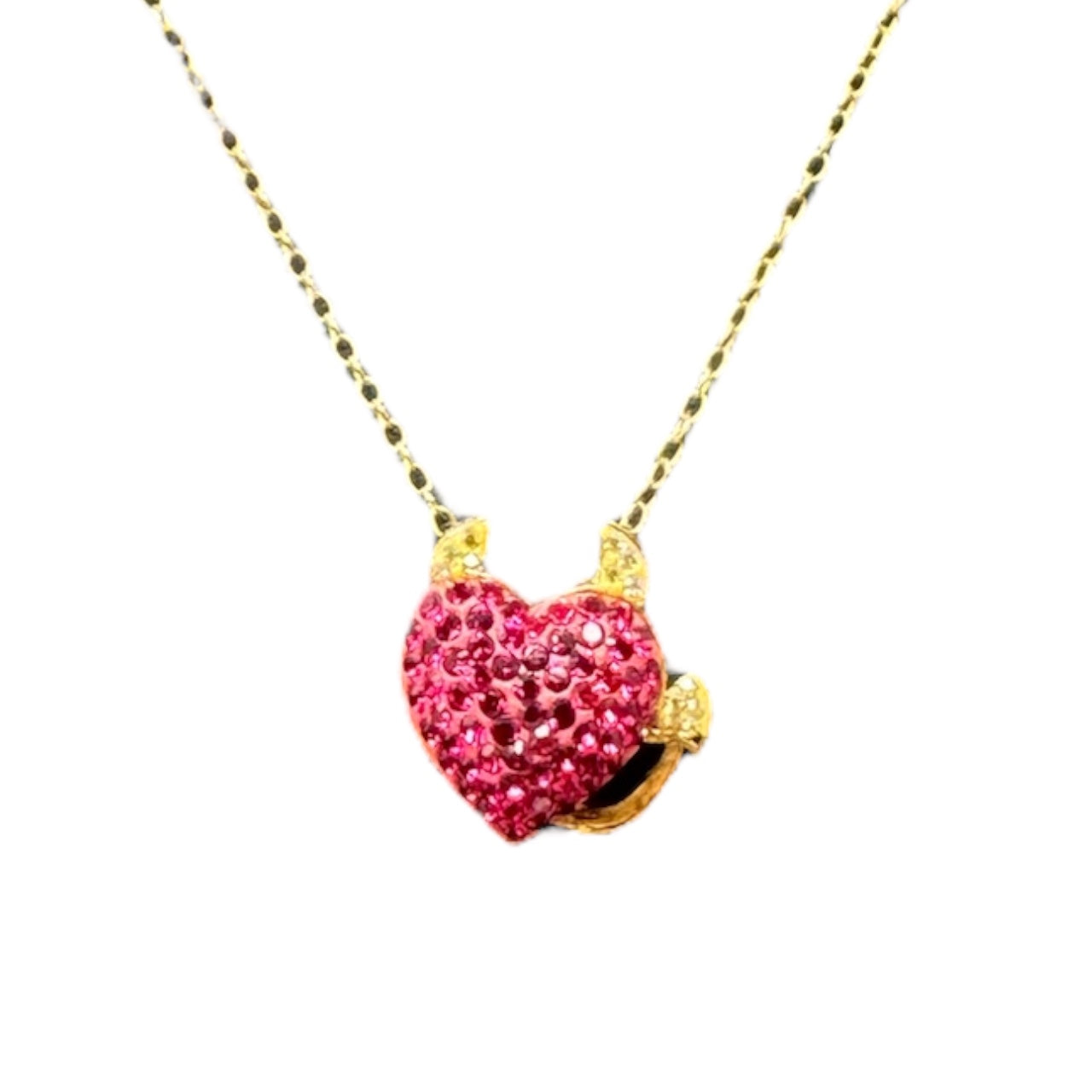 18K Gold-Plated Over Sterling Silver Swarovski Crystal Devils Heart Pendant Necklace By Crystaluxe