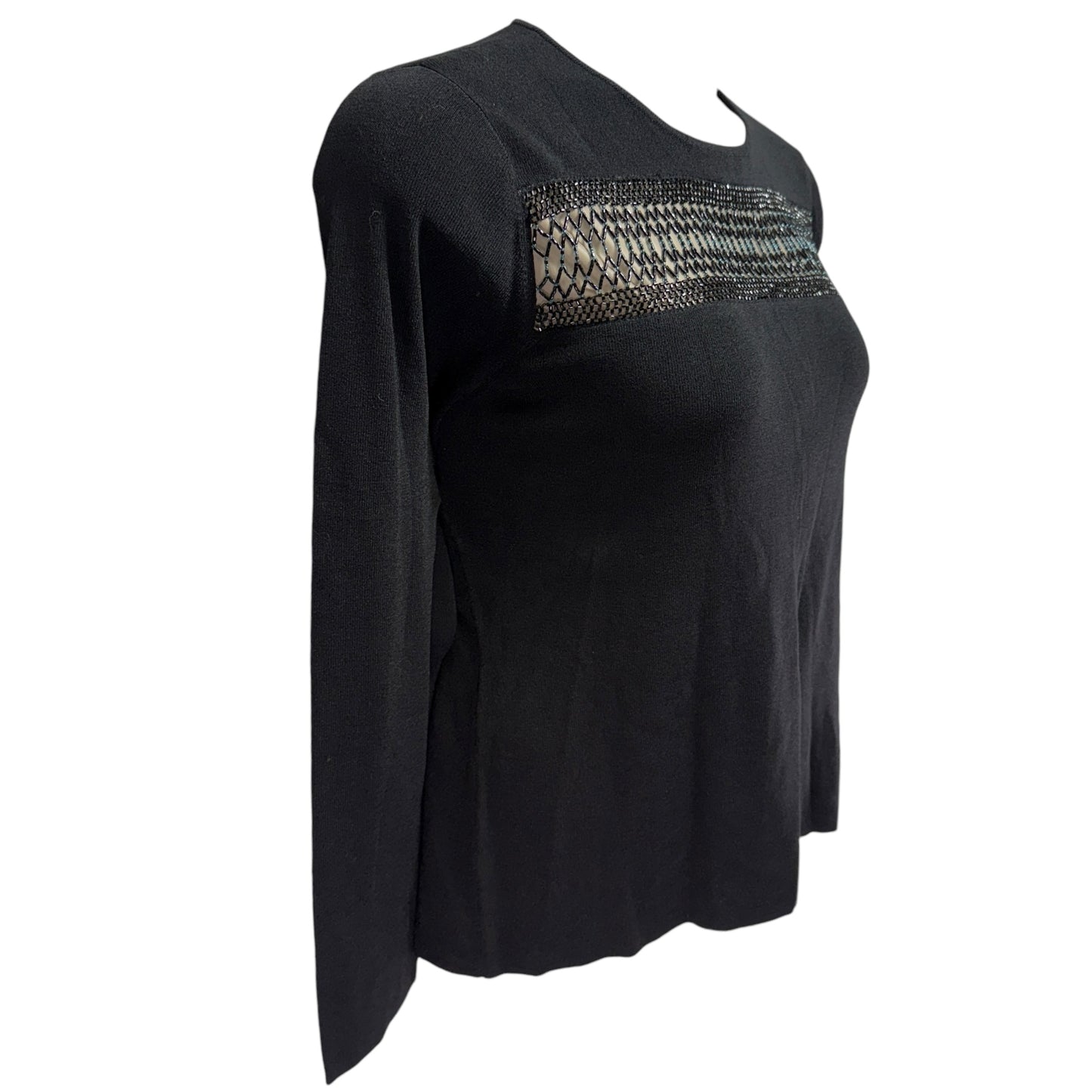 Beaded Illusion Sweater By Colette Mordo In Black, Size: XL