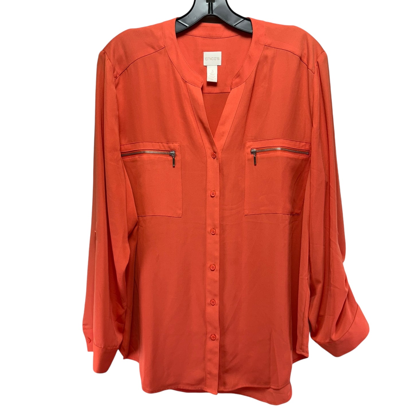 Top Long Sleeve By Chicos In Orange, Size: 16/ Chicos 3