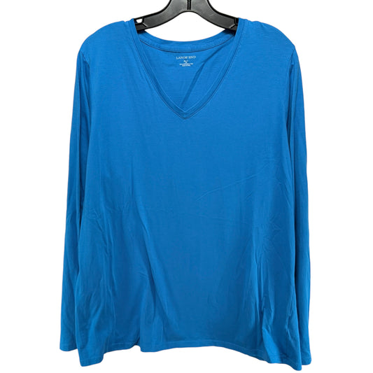 V-Neck Long Sleeve Tee By Lands End In Blue, Size: XL