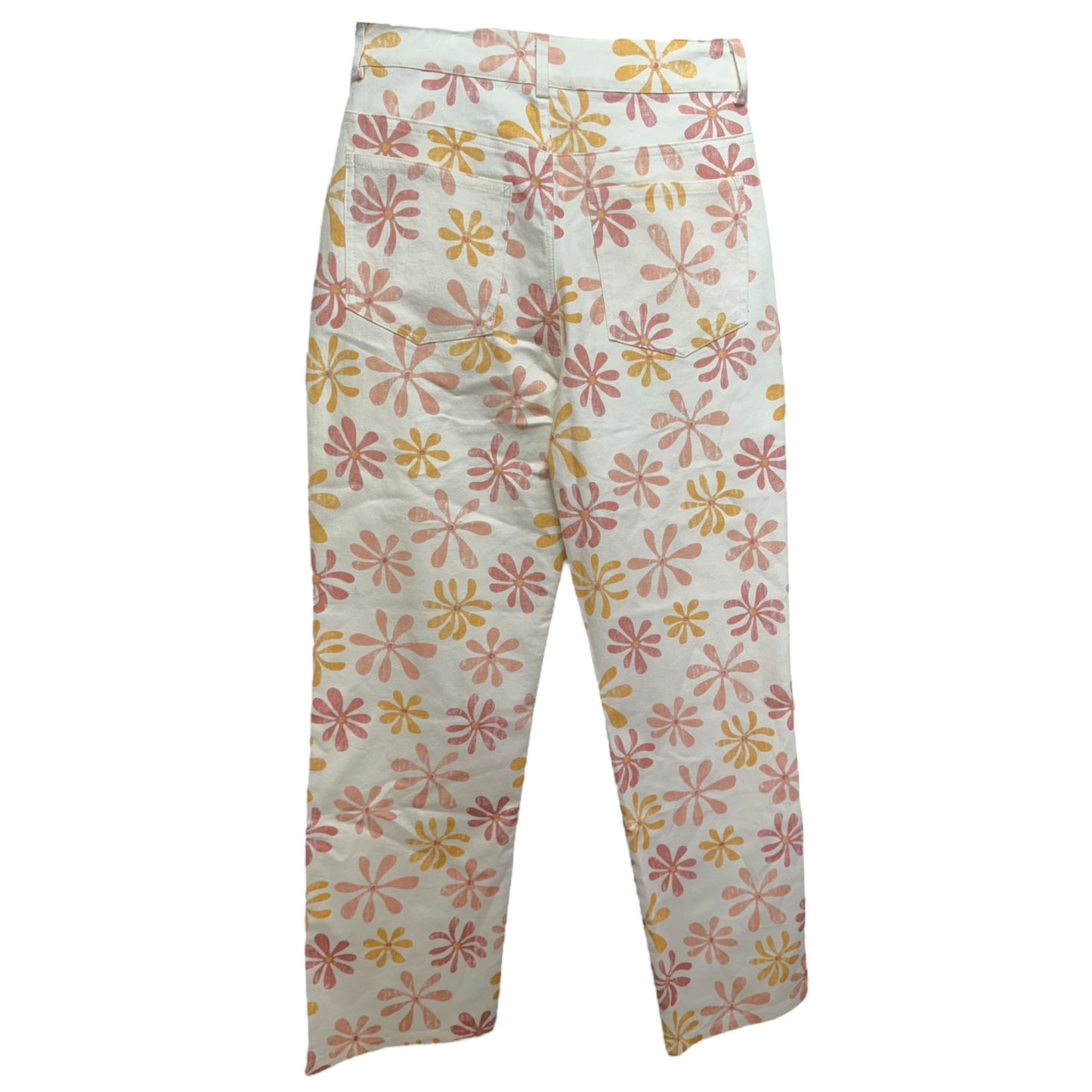 Floral Stretch Denim Pants By Polagram In Floral Print, Size: S