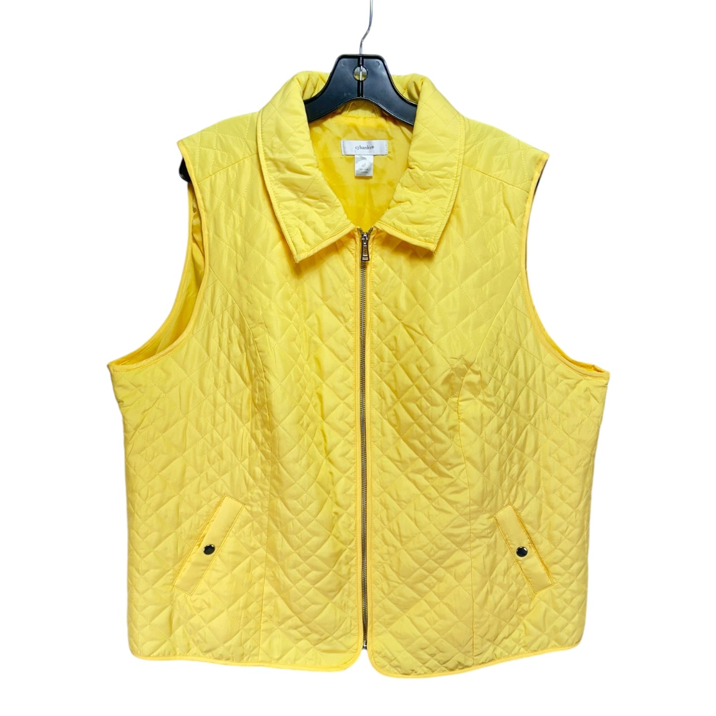 Diamond Quilted Vest By CJ Banks In Yellow, Size: 2X