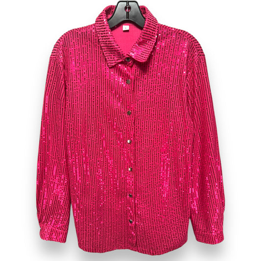 Top Long Sleeve By Unbranded In Pink, Size: L