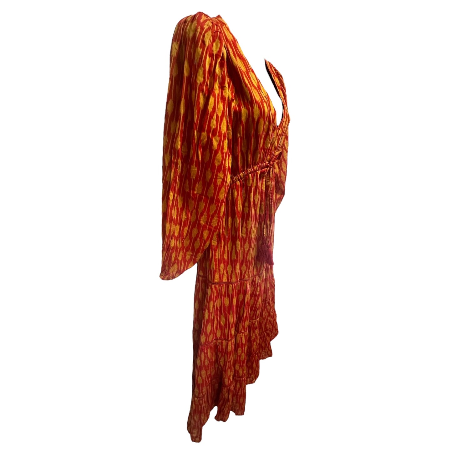 Odette Maxi Dress Designer By Mer St. Barth In Red & Yellow, Size: S