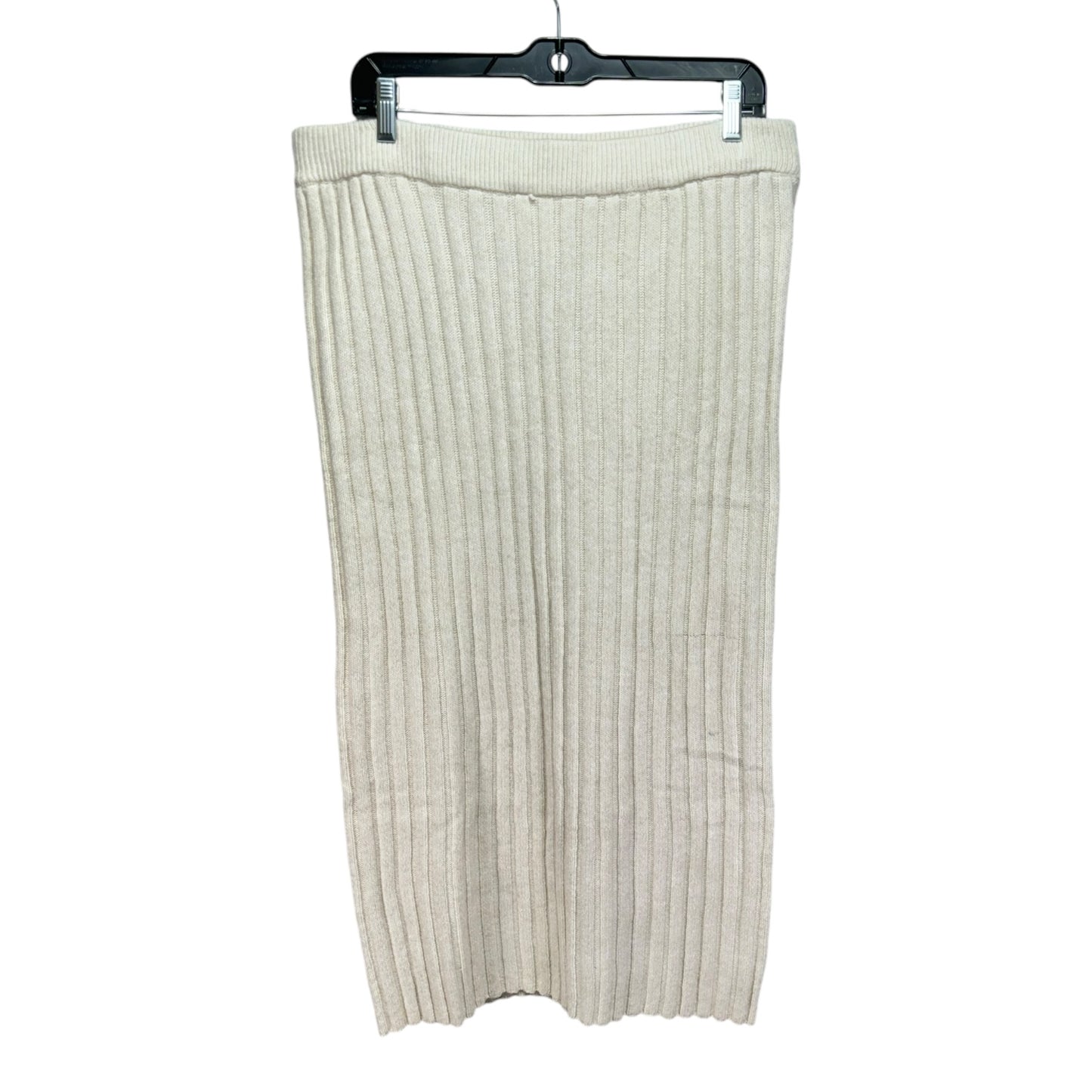 Ribbed Knit Skirt Maxi By H&m In Cream, Size: L