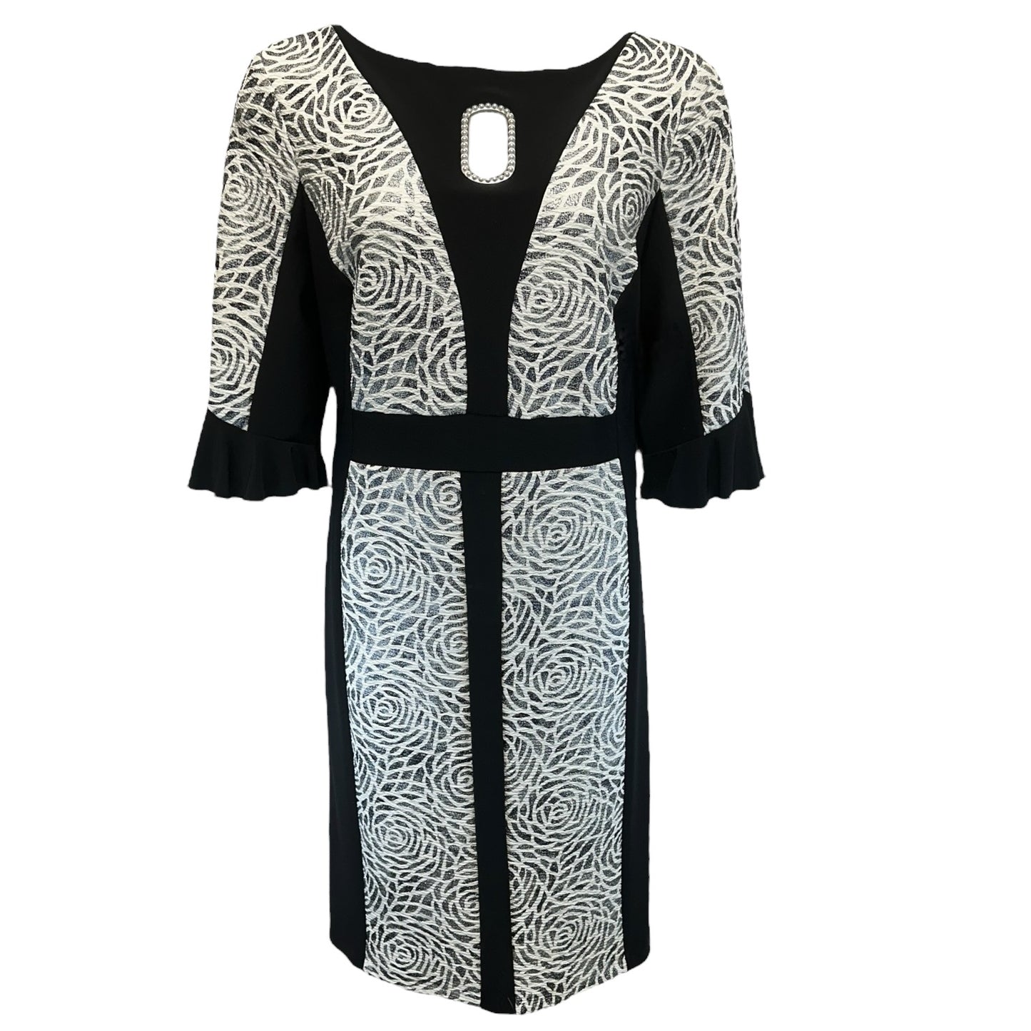 Dress Casual Midi By Joseph Ribkoff In Black & White, Size: 20