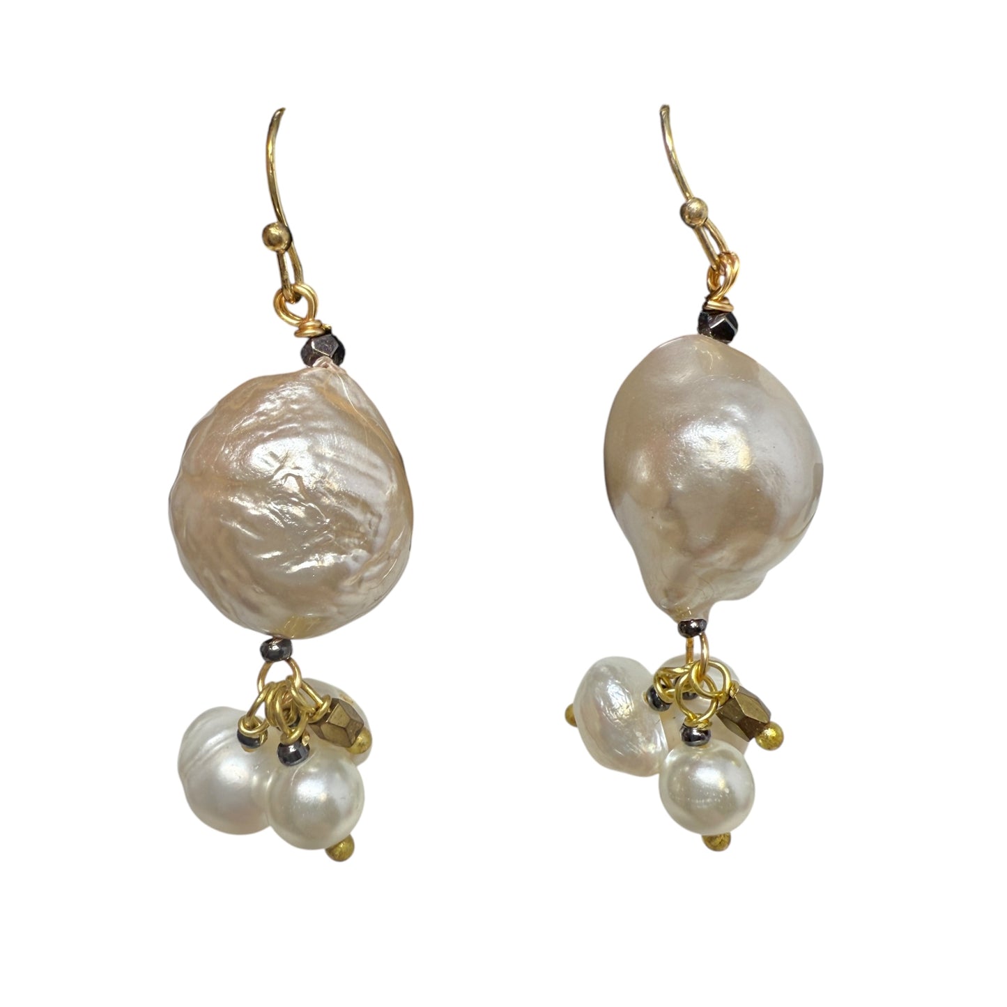 Faux Baroque Pearl Dangle Earrings  By Unbranded