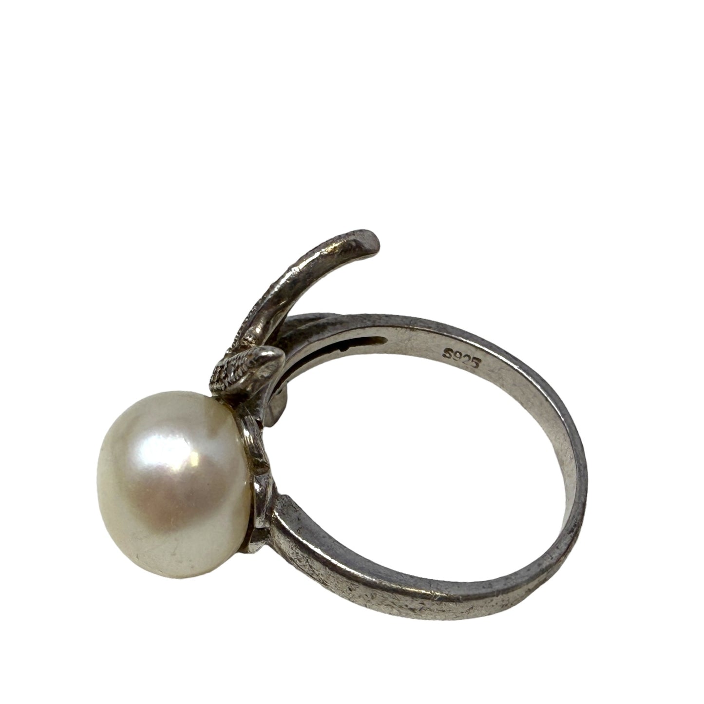 CZ, Pearl & Sterling Silver Starfish Ring By , Size: 6