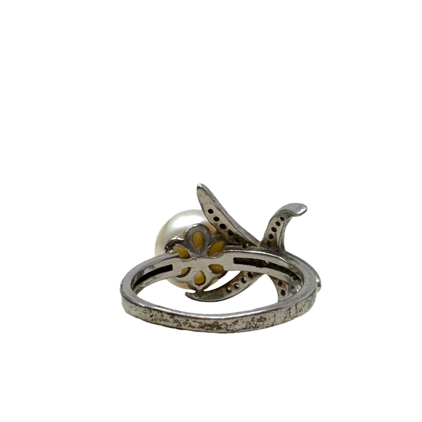 CZ, Pearl & Sterling Silver Starfish Ring By , Size: 6