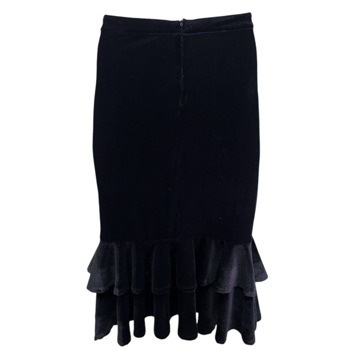 Layla Velvet Ruffle Midi Skirt By Gianni Bini In Black, Size: M