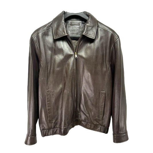 Men’s Genuine Lambskin Leather Jacket By Roundtree & Yorke In Brown, Size: Xl