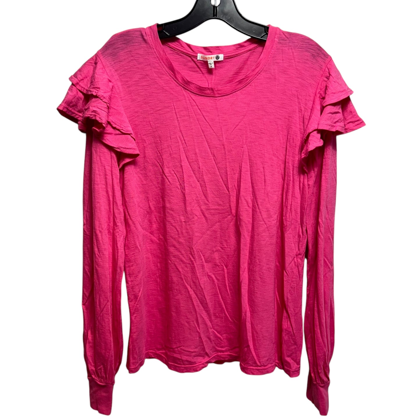 Ruffle Shoulder Top Long Sleeve By Sundry In Pink, Size: 2