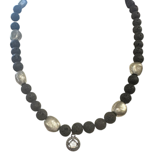 Faux Lava Rock Beaded Necklace By Unbranded, Size: 0