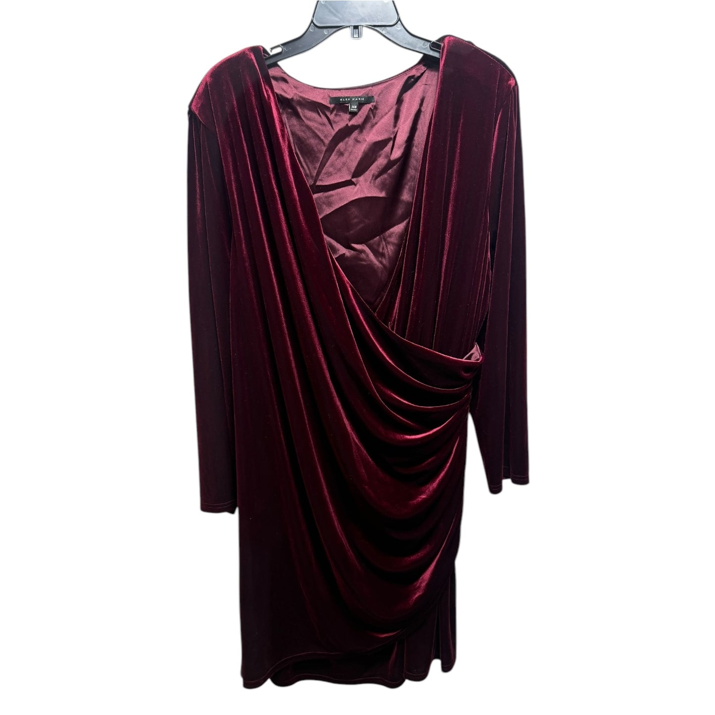 Nikki Velvet Ruched Wrap Dress By Alex Marie In Mahogany, Size: 24