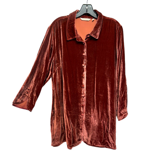 Icon Silk Velvet Poets Shirt By Soft Surroundings In Orange, Size: L