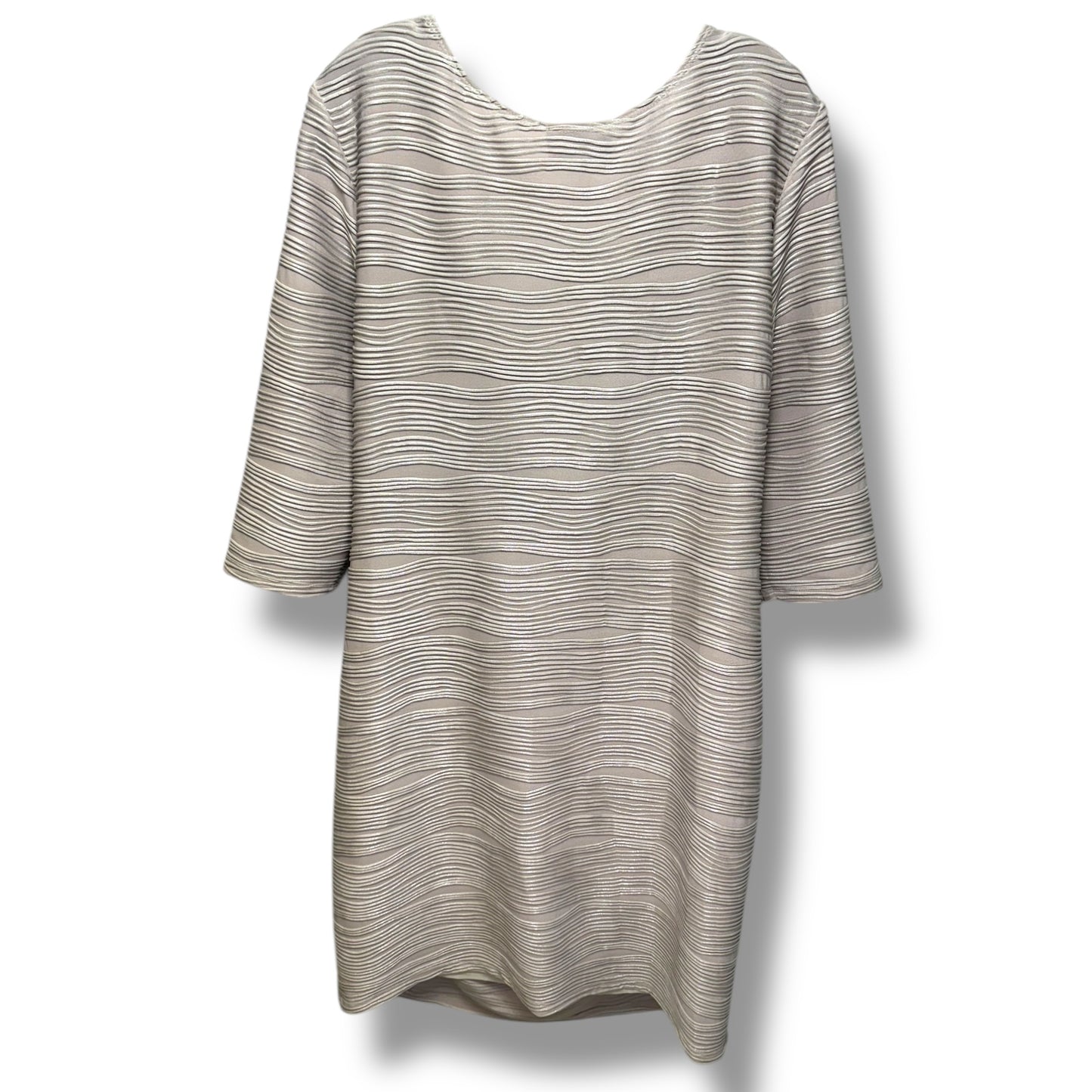 Long Sleeve Ruched Faux Wrap Reversible Front/Back Dress By Joseph Ribkoff In Taupe, Size: 22