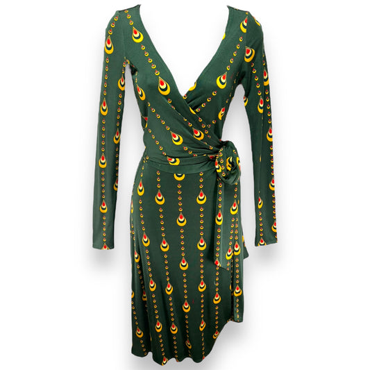 Silk Printed Wrap Dress By Issa London In Green & Yellow, Size: 2