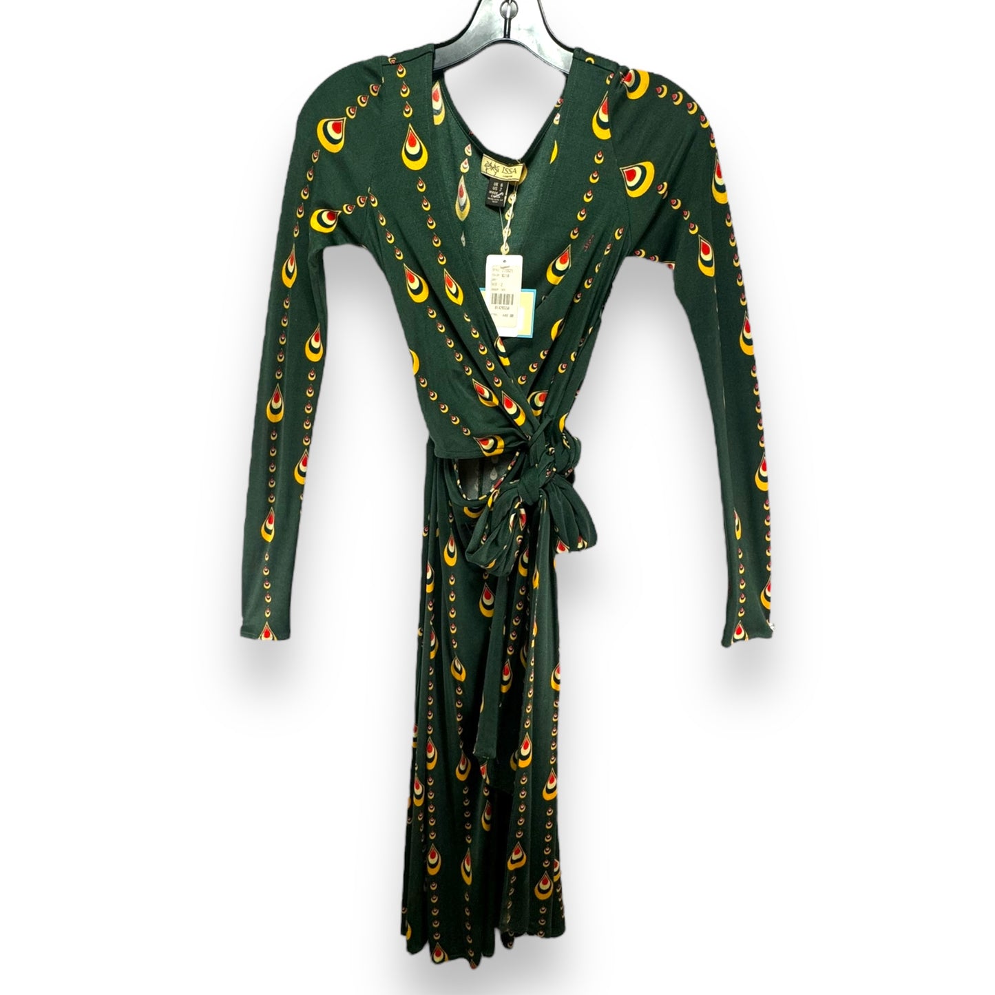 Silk Printed Wrap Dress By Issa London In Green & Yellow, Size: 2