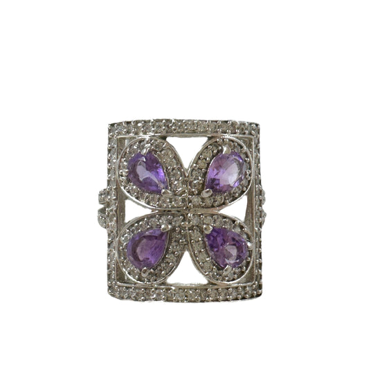 Sterling Silver & Amethyst Ring By Unbranded, Size: 9