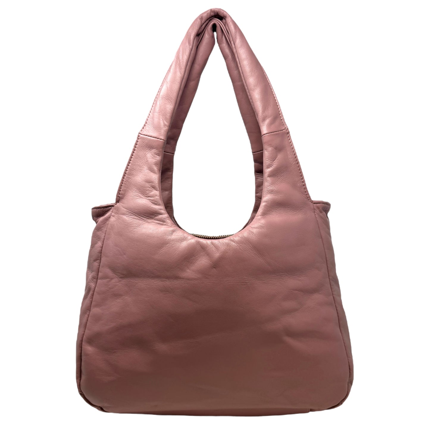 Made In Italy Leather Padded Shoulder Bag By Roberta Rossi In Antique Rose, Size: Medium