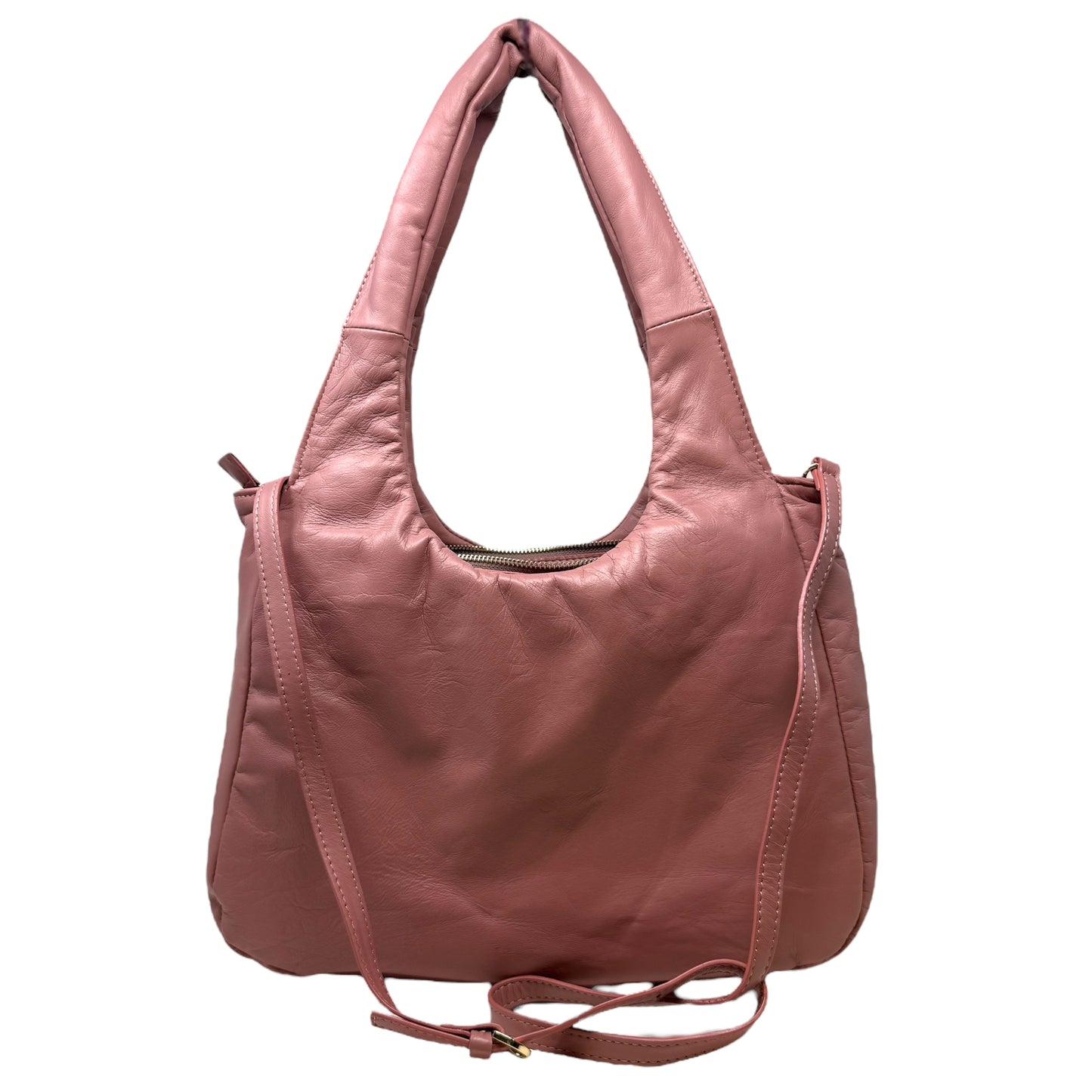 Made In Italy Leather Padded Shoulder Bag By Roberta Rossi In Antique Rose, Size: Medium