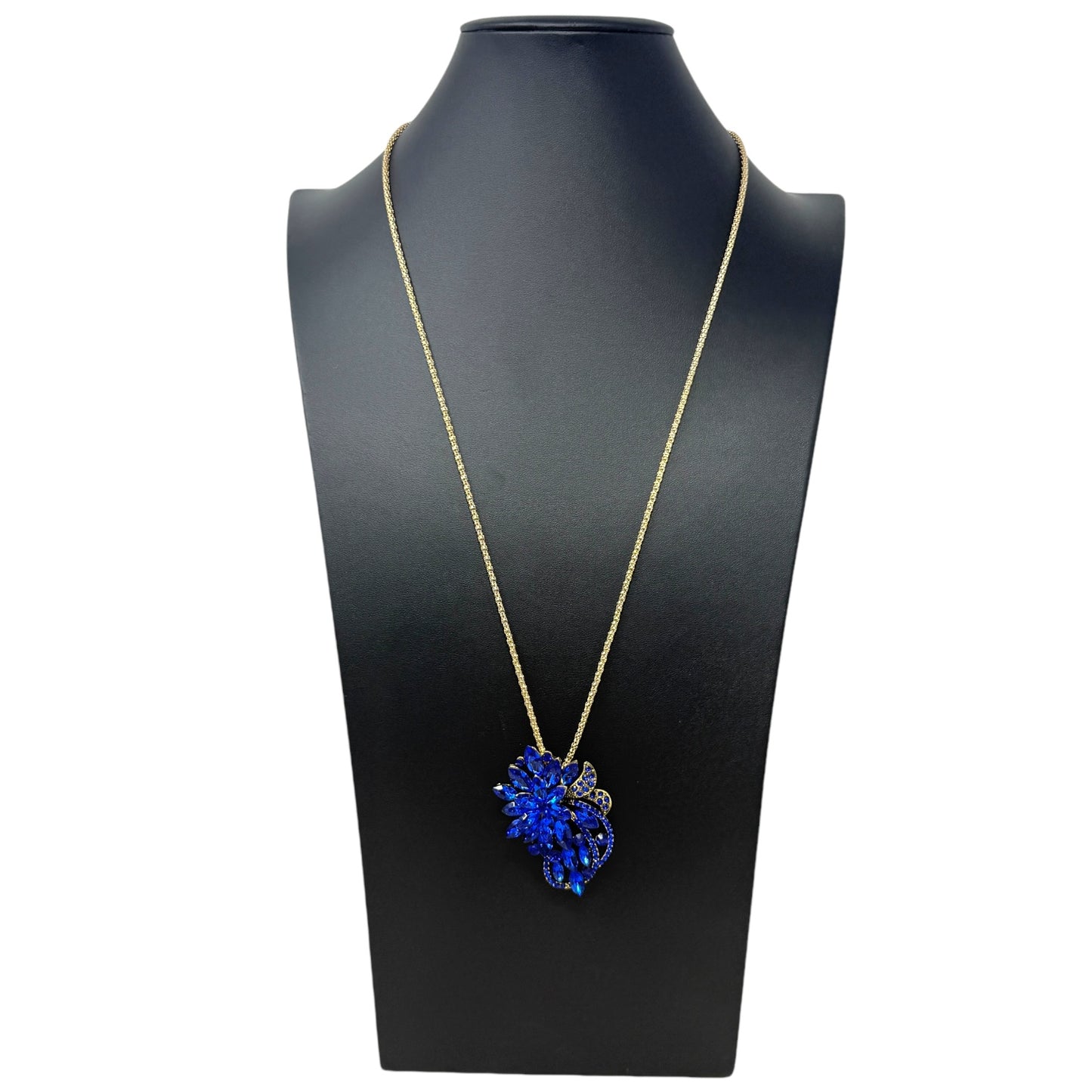 Blue Crystal Brooch Pendant Necklace By Betsey Johnson