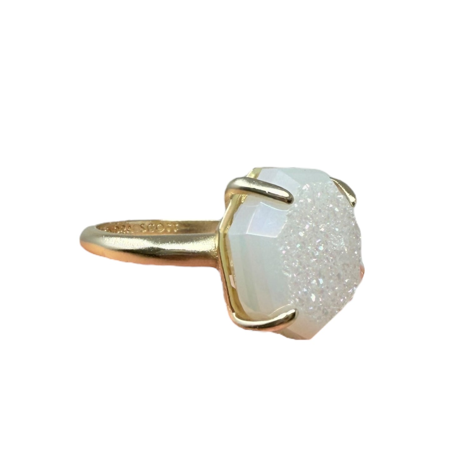 White Ryan 14k Plated Drusy Cocktail Ring By Kendra Scott, Size: 7