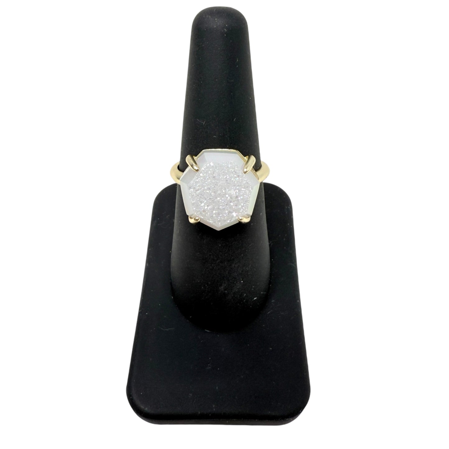 White Ryan 14k Plated Drusy Cocktail Ring By Kendra Scott, Size: 7